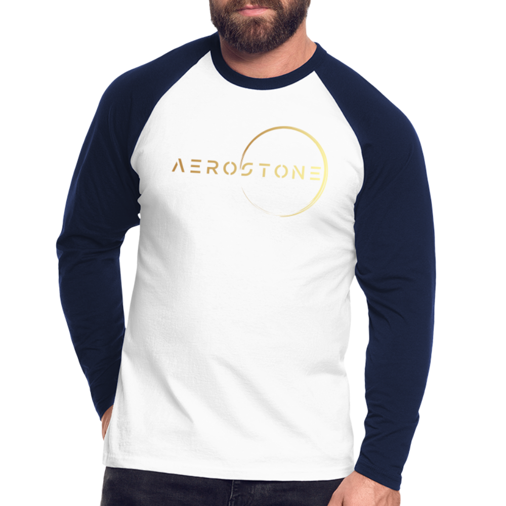 Men’s Long Sleeve Baseball T-Shirt - Gold - white/navy