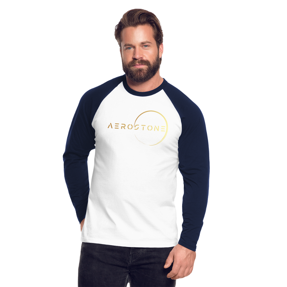 Men’s Long Sleeve Baseball T-Shirt - Gold - white/navy