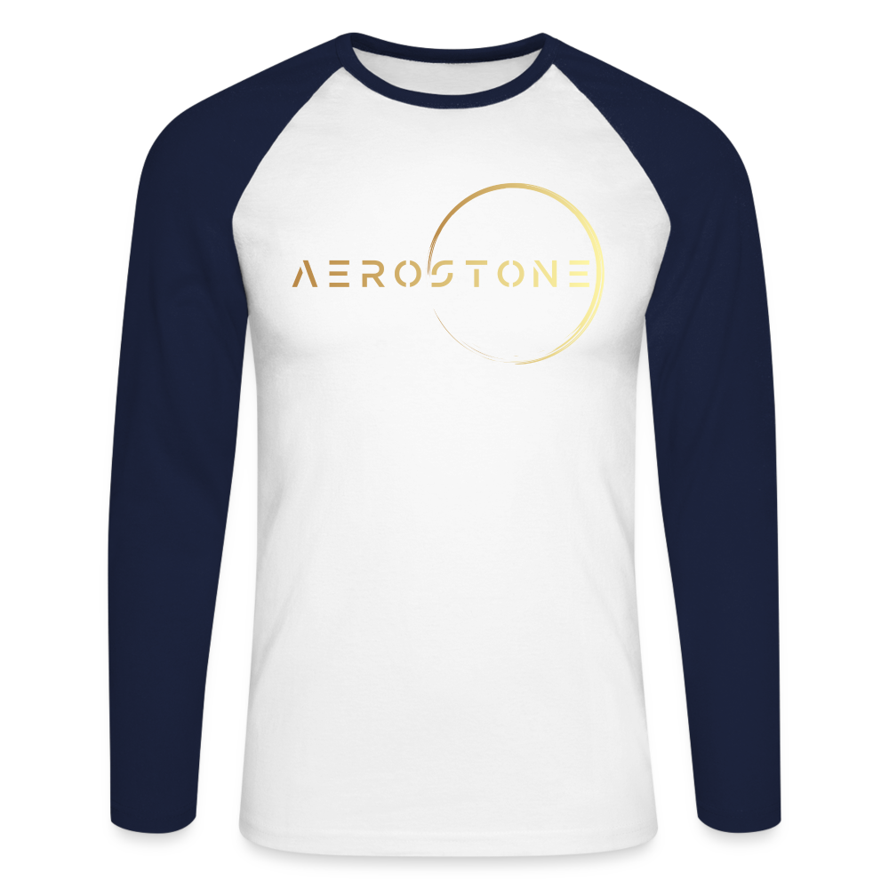 Men’s Long Sleeve Baseball T-Shirt - Gold - white/navy